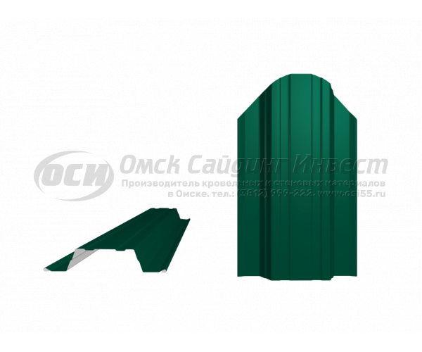 Профиль забор Штакетник Ш-4 фигурный RAL 6005M (Зеленый мох, матовый) (0.45)